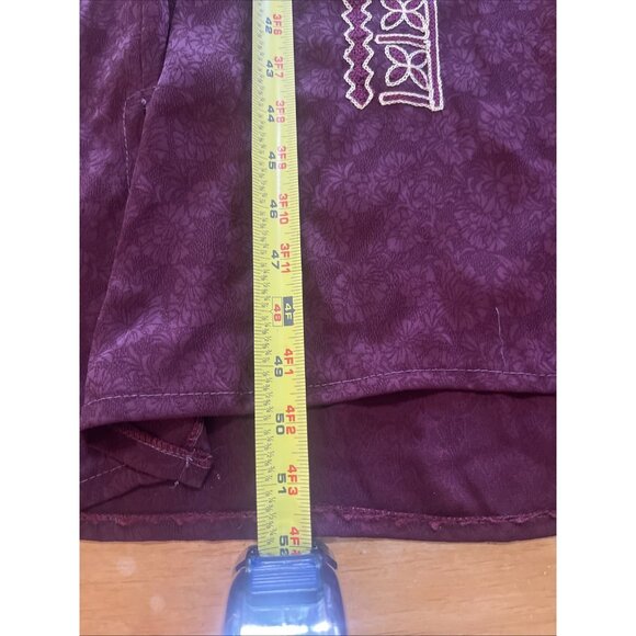 Zahrat Al Madain Burgandy Embroidered Kaftan Long Modest Sz L/XL - Picture 7 of 11